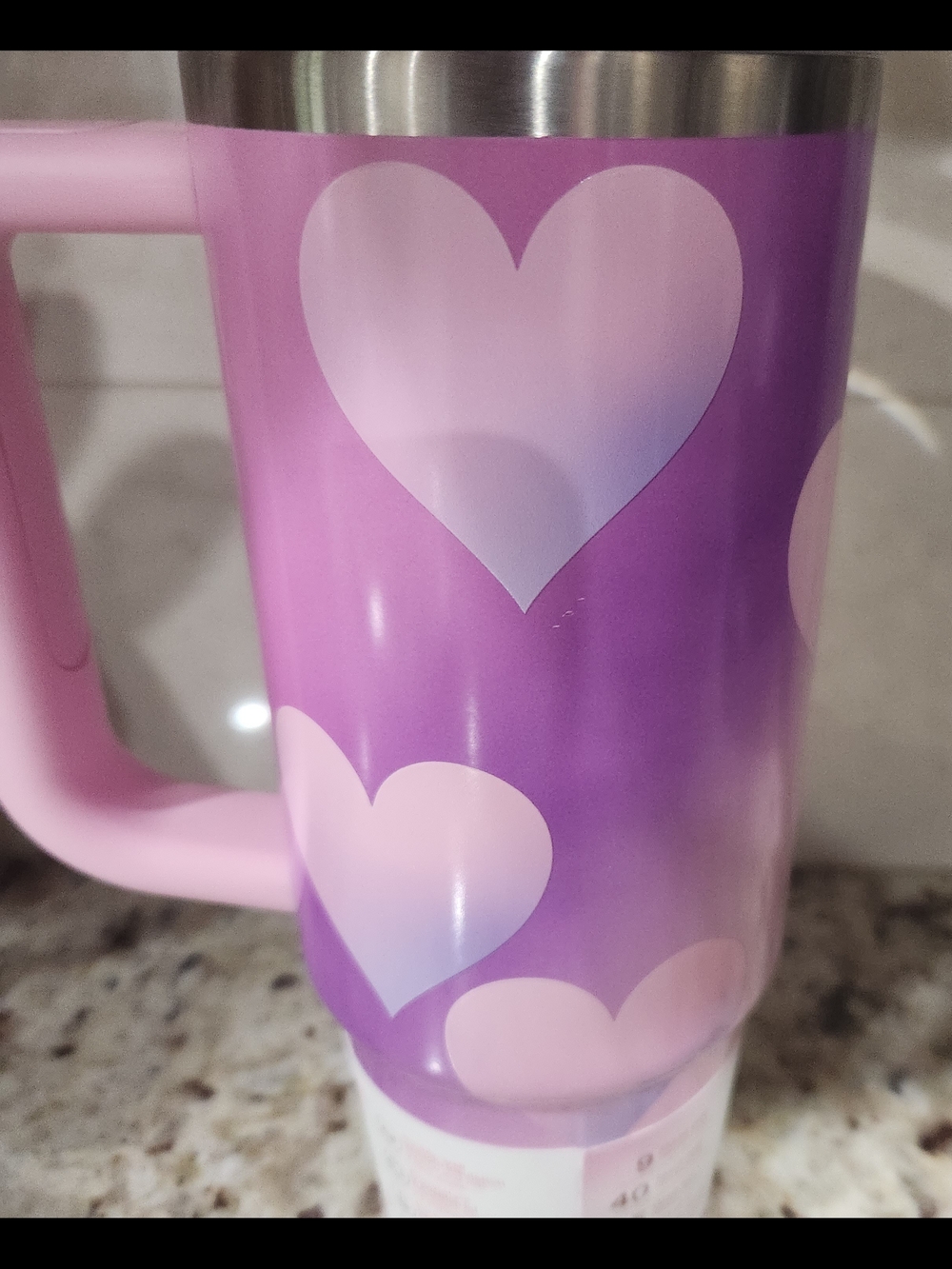 NWT Stanley Pink Heart Valentine's Day Limited Stainless Travel Mug with Handle - Picture 3 of 7